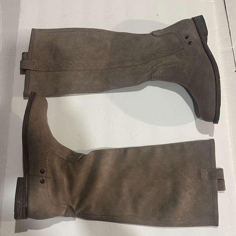 ORBT Putney light Brown tan leather Knee-High Boots with pull tabs side design